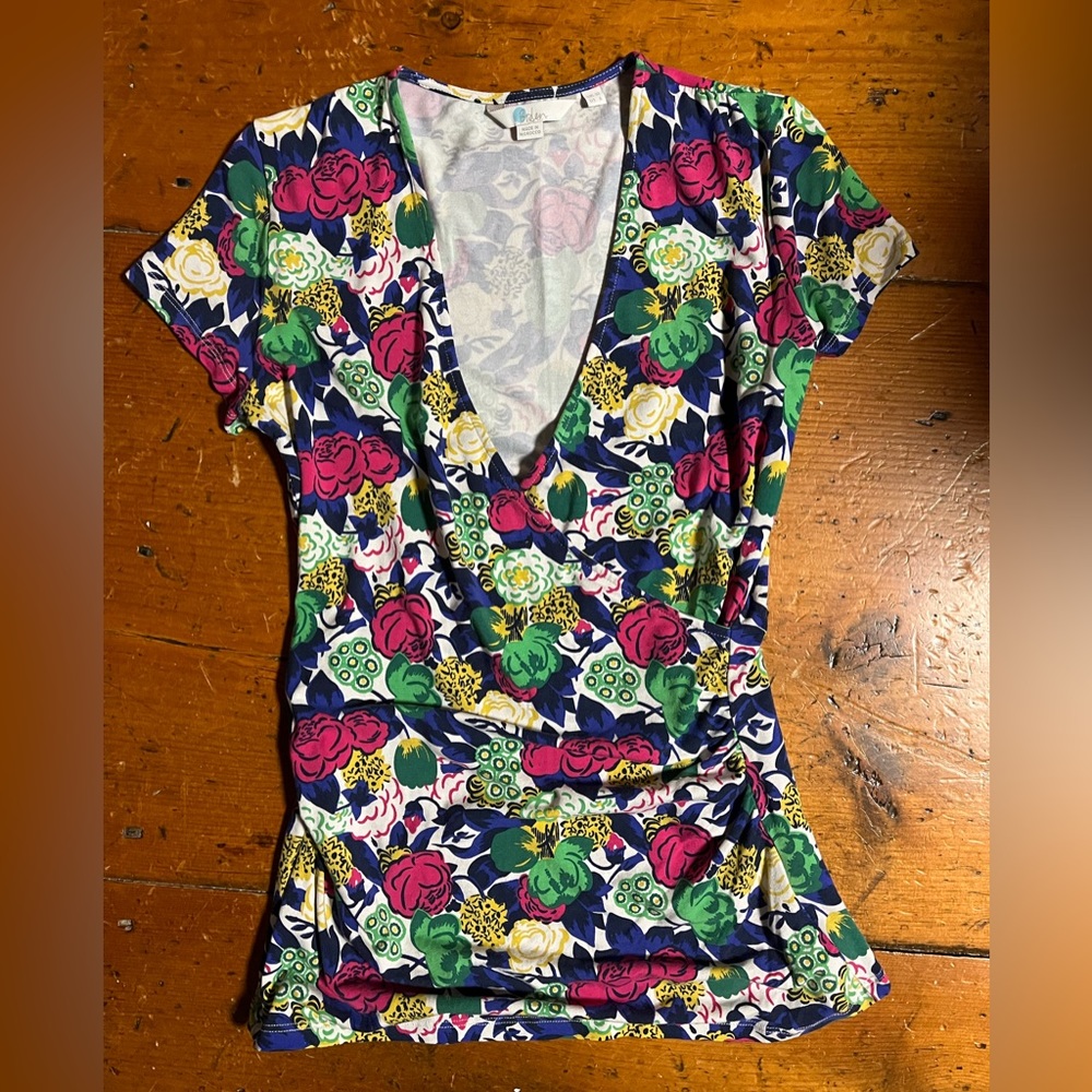 Boden Floral Faux Wrap Blouse Top Size 6